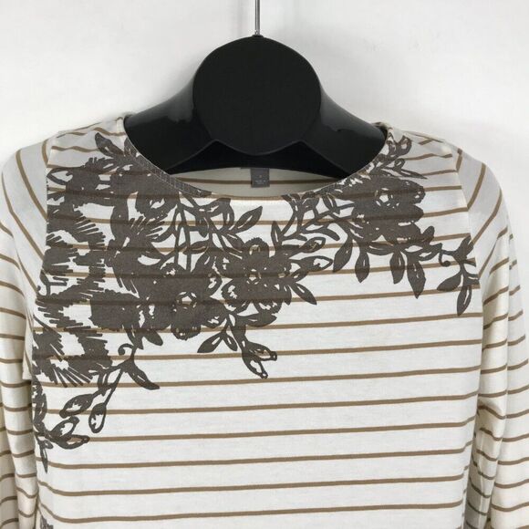 J. Jill Pima Floral Stripe Knit Top Women's Small Cotton Blend Stretch Casual - Picture 3 of 12